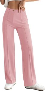 Women's 2024 Stretch Button Knit Straight Leg Slacks Trousers