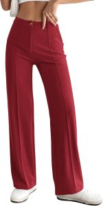 Women's 2024 Stretch Button Knit Straight Leg Slacks Trousers