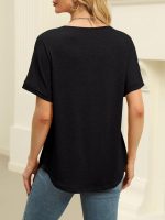 Women's Short Sleeve V Neck Tops Casual Summer T Shirts Ladies Basic Tees - Image 2