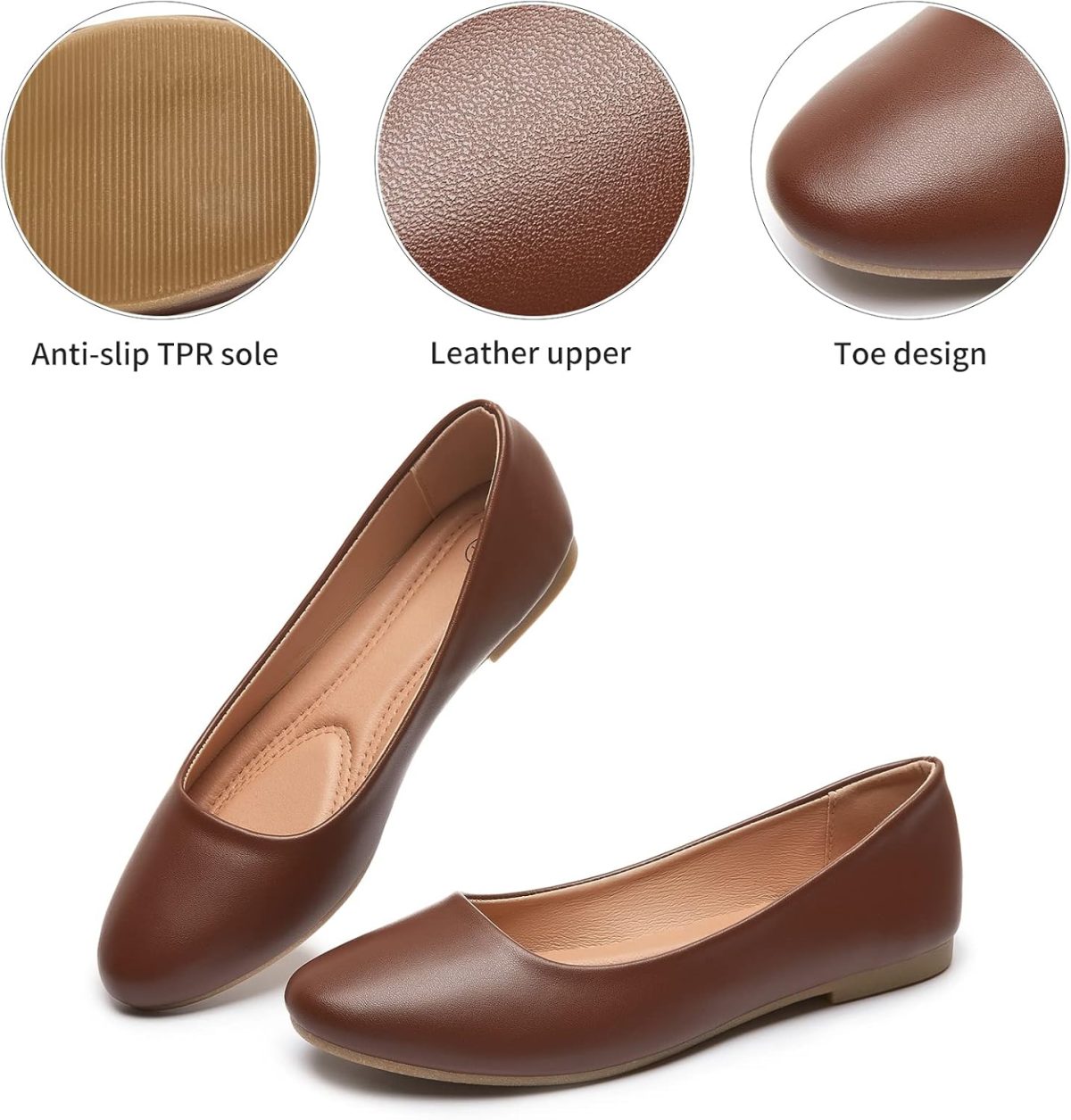 Women's Flats Shoes Ballet Flats Dress Shoes Comfortable PU Leather Slip on Shoes for Women - Image 2