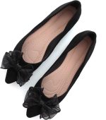 Bowknot Ballet Flats Women's Pointy Toe Flat Shoes Suede Dress Shoes Wear to Work Slip On Moccasins
