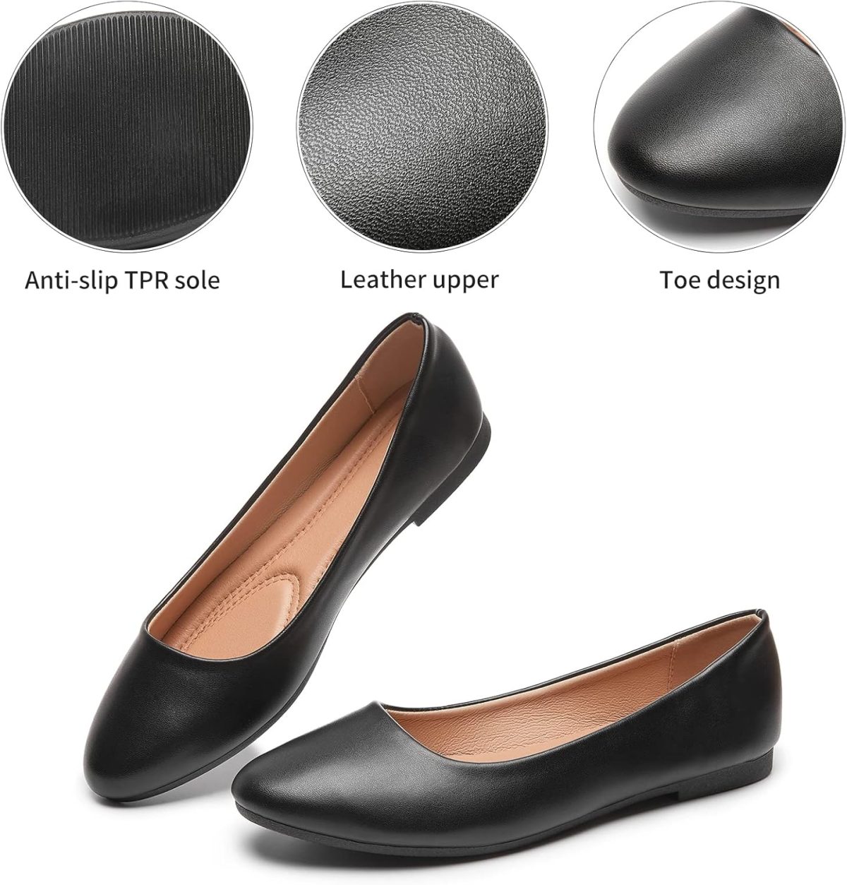 Women's Flats Shoes Ballet Flats Dress Shoes Comfortable PU Leather Slip on Shoes for Women - Image 2
