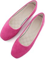 Women Comfort Square Toe Ballets Flats, Slip On Classical Walking Shoes for Wedding/Driving/Dating