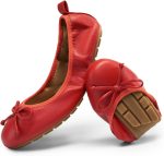 Women's Flats, Foldable Ballet Flats for Women, Bowknot Round Toe Comfort Light Weight Slip-On Dress Shoes