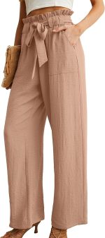 Women's Wide Leg Pants with Pockets High Waist Adjustable Knot Loose Casual Trousers Business Work Casual Pants - Image 2