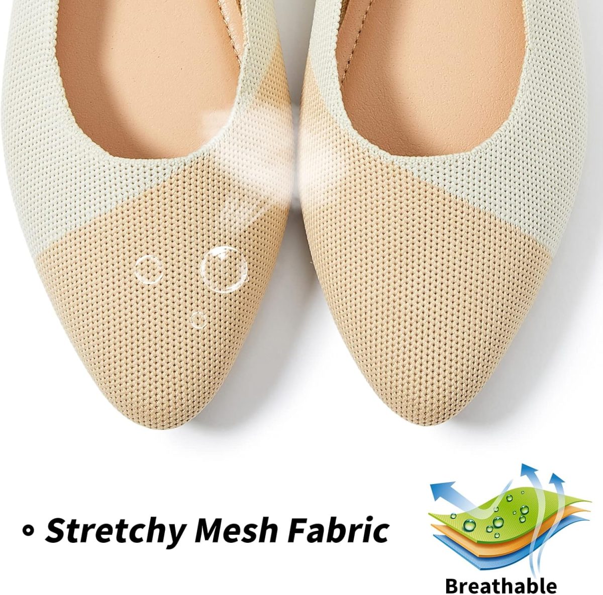 Women's Mesh Flats Shoes Pointed-Toe Dress Shoes for Women Black Flats Shoes Comfortable Memory Foam Flats Shoes - Image 2