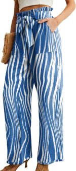 Women's Wide Leg Pants with Pockets High Waist Adjustable Knot Loose Casual Trousers Business Work Casual Pants - Image 2